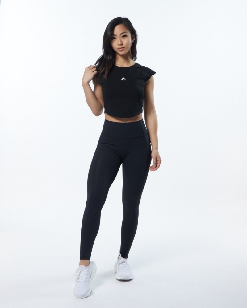 Blackout Alphalete Velocity Crop Tee Women's Shirts | 0453692-KC