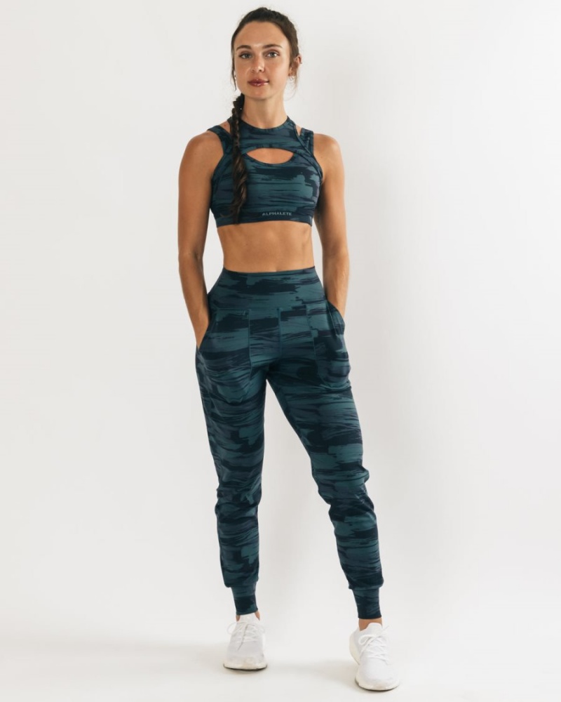 Blue Canvas Camo Alphalete Surface Expanse Jogger Women's Jogger | 5493671-QT