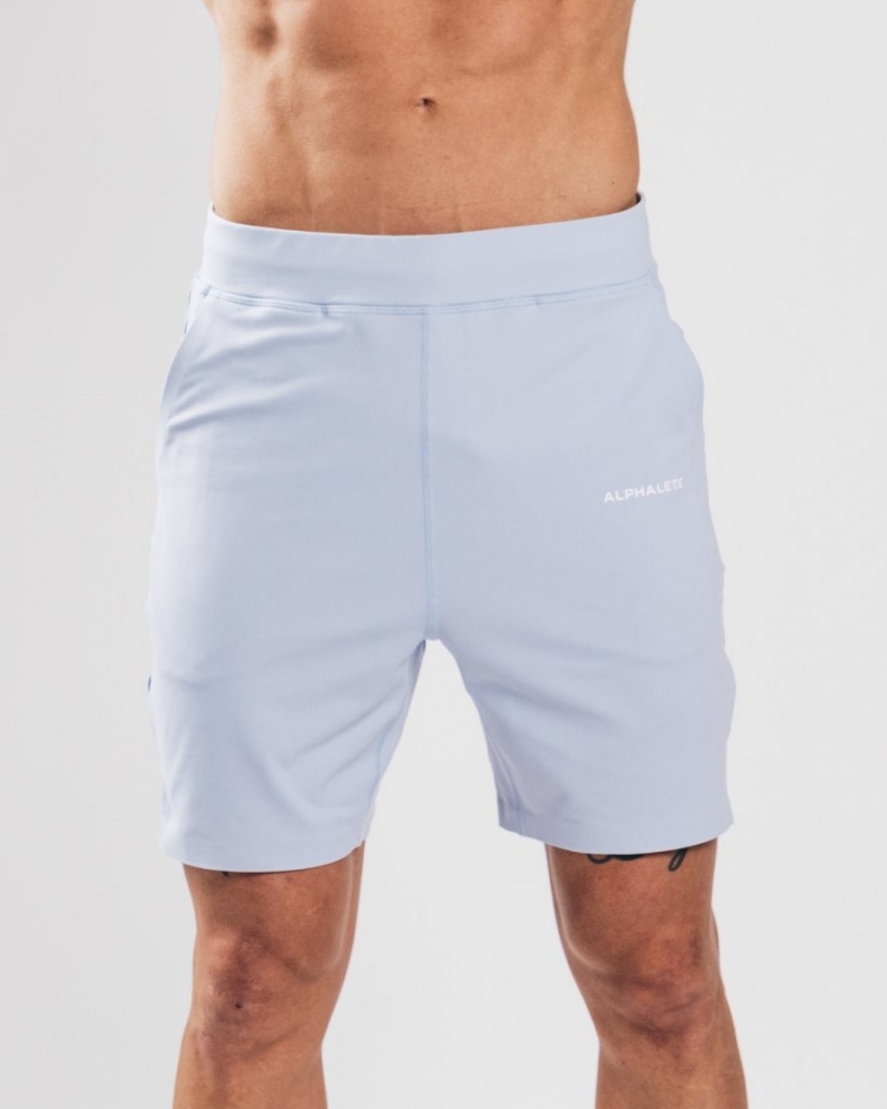 Blue Lace Alphalete Trace Short 8" Men\'s Shorts | 9740185-LR