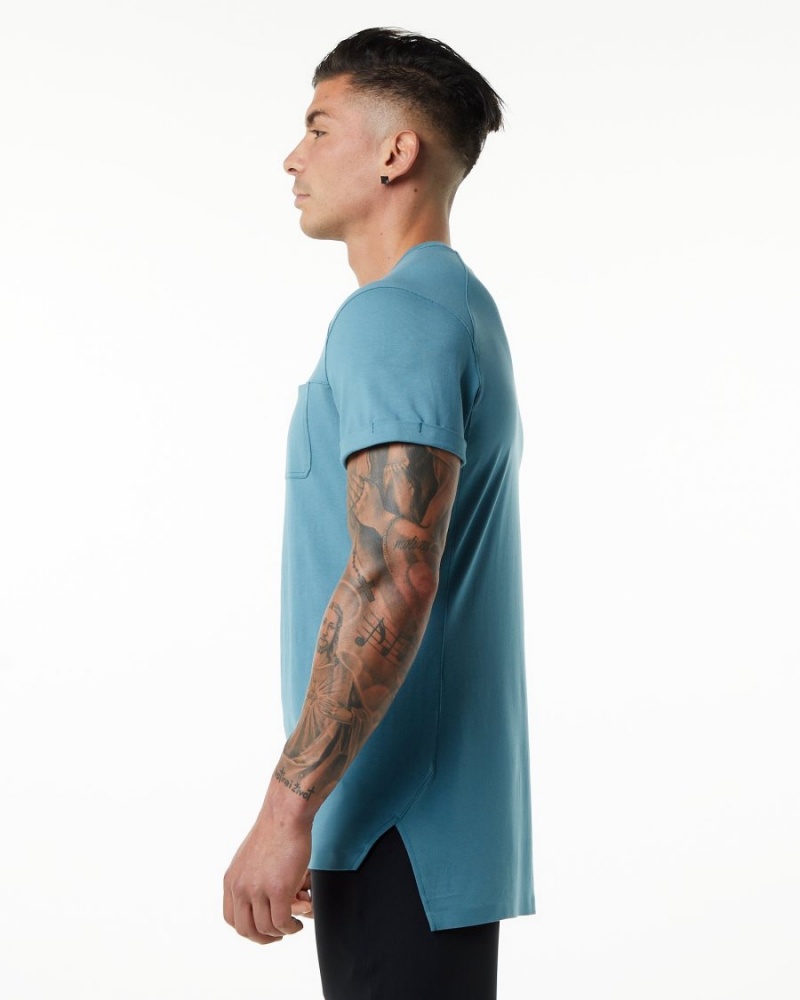 Blue Lagoon Alphalete Evo Pocket Tee Men's Shirts | 0486731-RC