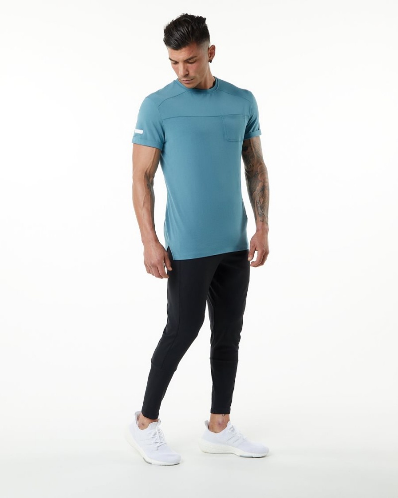 Blue Lagoon Alphalete Evo Pocket Tee Men's Shirts | 0486731-RC