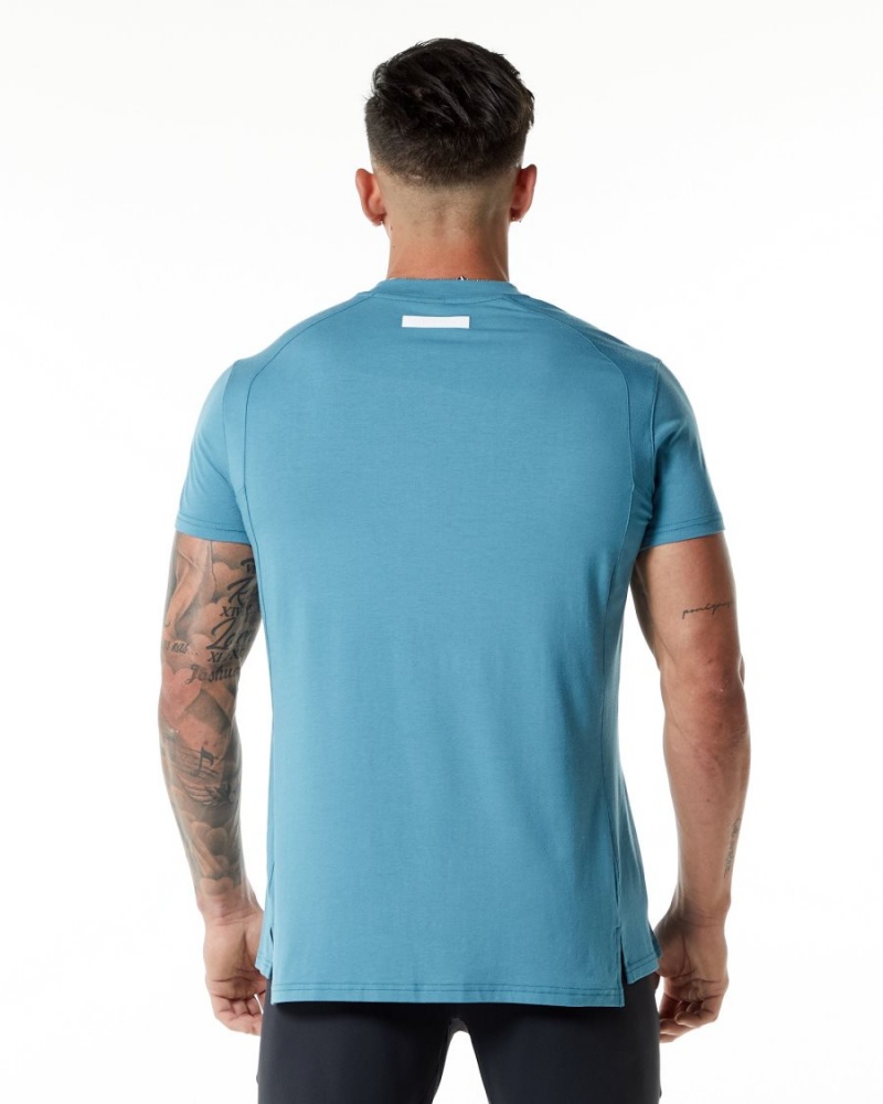 Blue Lagoon Alphalete Evo Tee Men's Shirts | 9018726-FO