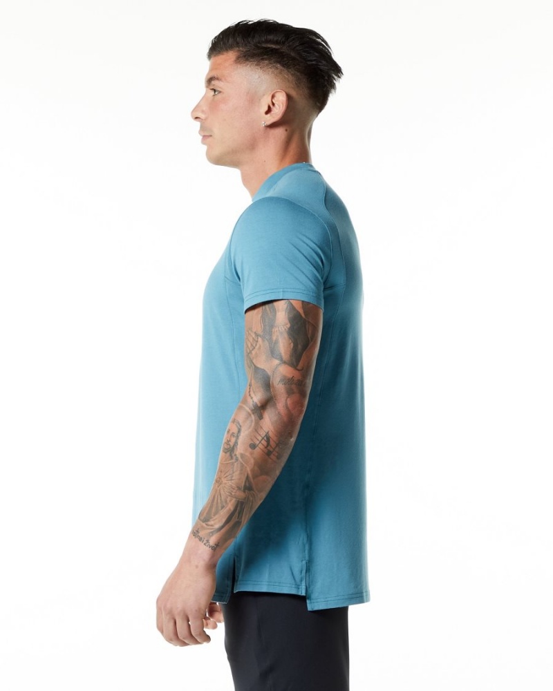 Blue Lagoon Alphalete Evo Tee Men's Shirts | 9018726-FO