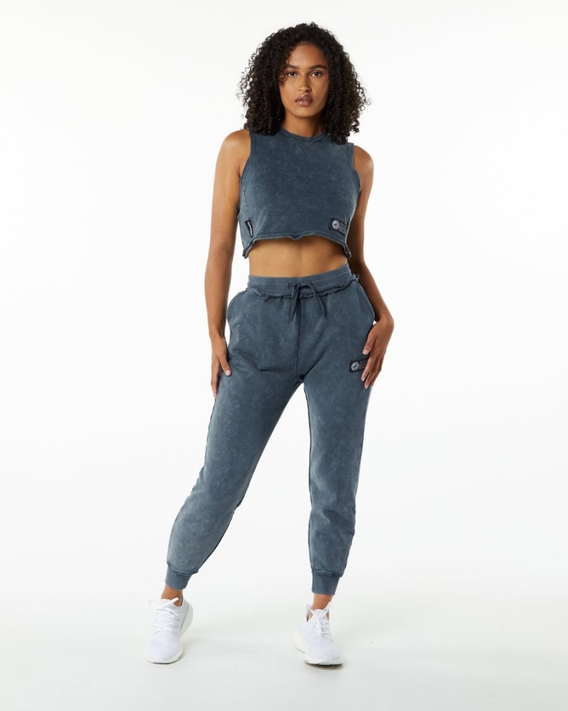 Blue Topaz Alphalete Very Terry Crop Cutoff Women's Tank Top | 9502817-FH