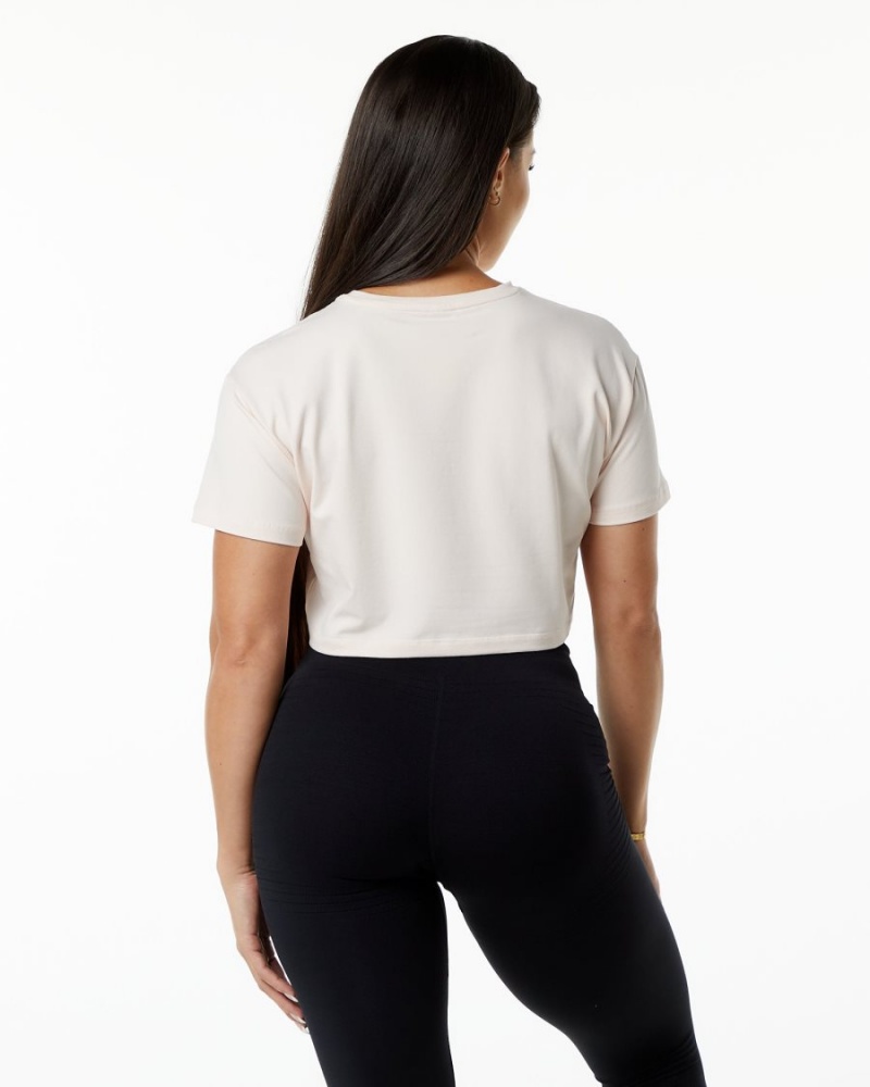 Blush Alphalete Dynasty Crop Women's Shirts | 7865423-ZB