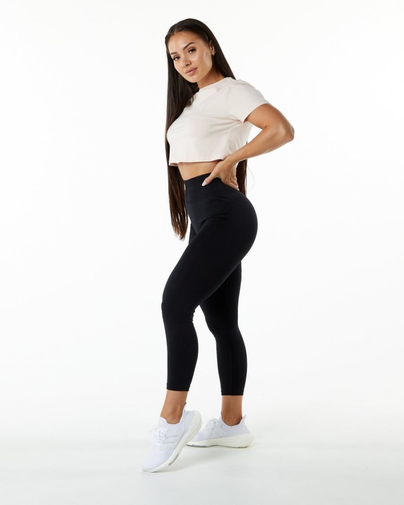 Blush Alphalete Dynasty Crop Women's Shirts | 7865423-ZB