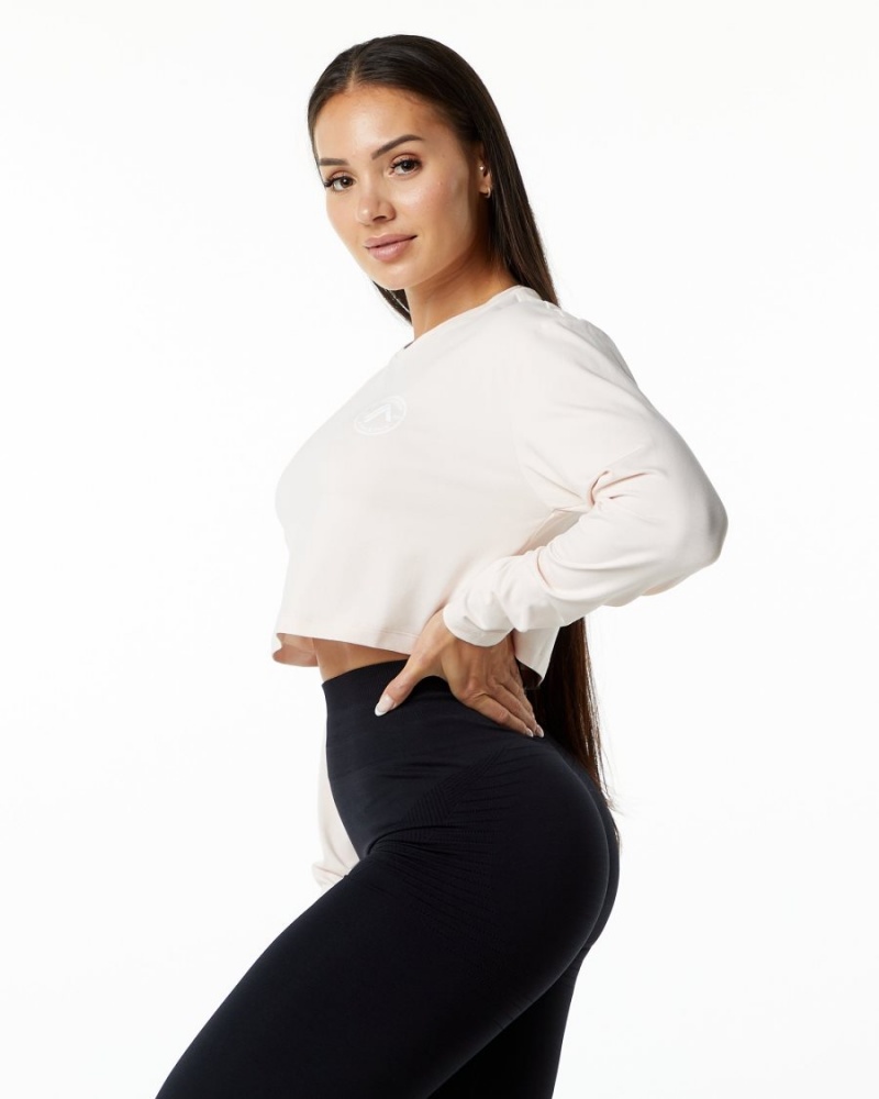 Blush Alphalete Dynasty LS Crop Women's Long Sleeve | 4680517-AV