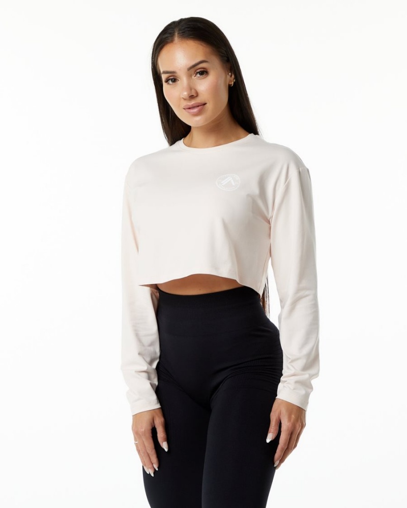 Blush Alphalete Dynasty LS Crop Women\'s Long Sleeve | 4680517-AV