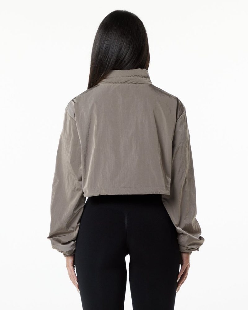 Brown Alphalete Endure Crop Jacket Women's Jackets | 3048795-DJ