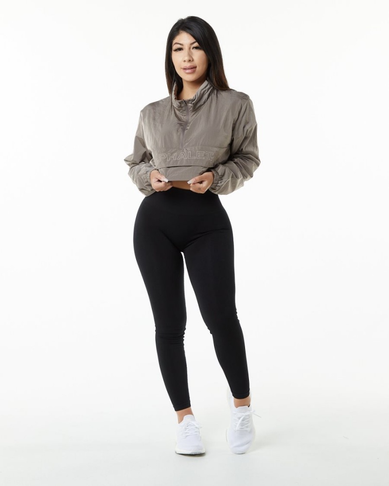 Brown Alphalete Endure Crop Jacket Women's Jackets | 3048795-DJ