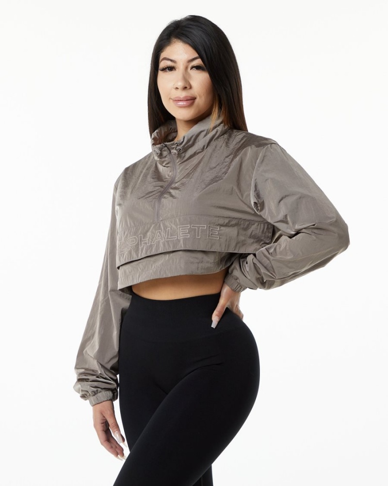 Brown Alphalete Endure Crop Jacket Women\'s Jackets | 3048795-DJ