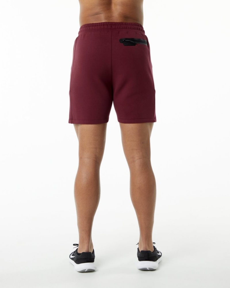 Burgundy Alphalete ELMTS Athletic Short 6" Men's Shorts | 0592837-VX