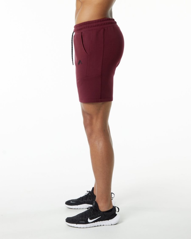 Burgundy Alphalete ELMTS Athletic Short 6" Men's Shorts | 0592837-VX