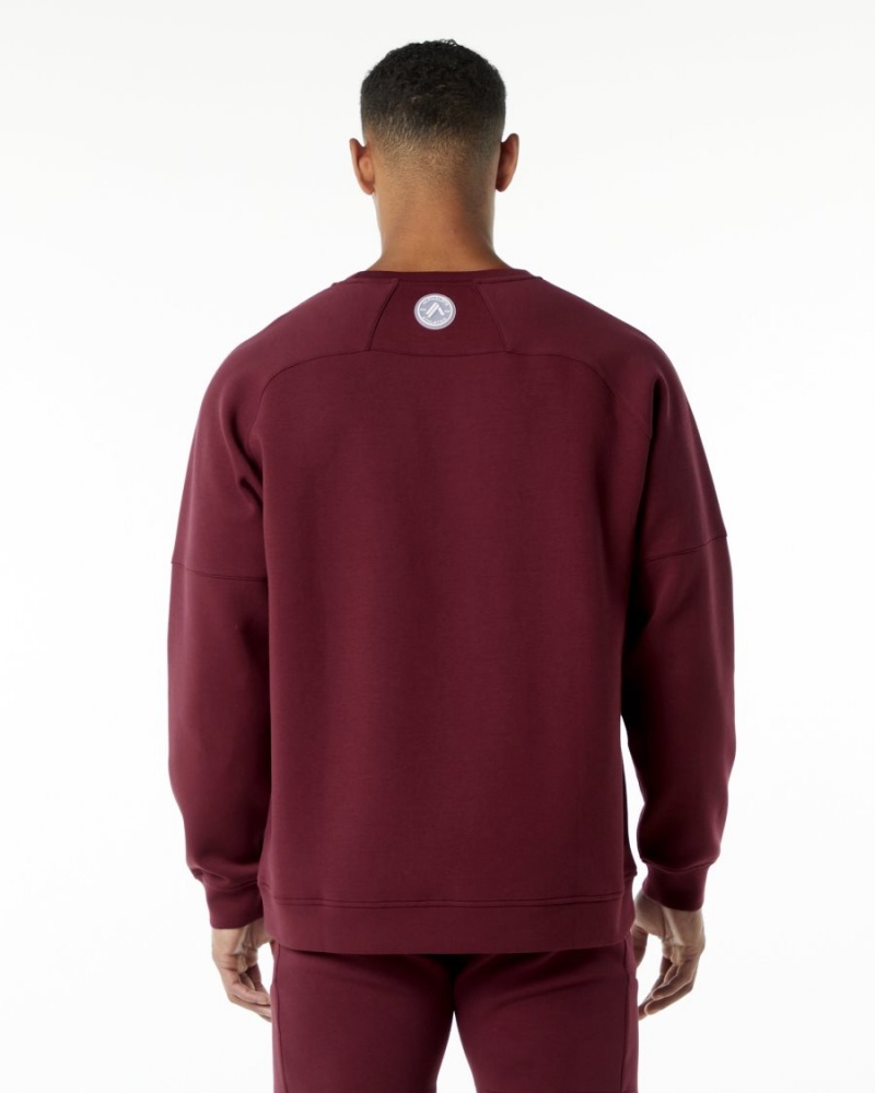 Burgundy Alphalete ELMTS Crewneck Sweater Men's Jackets | 4076839-MN