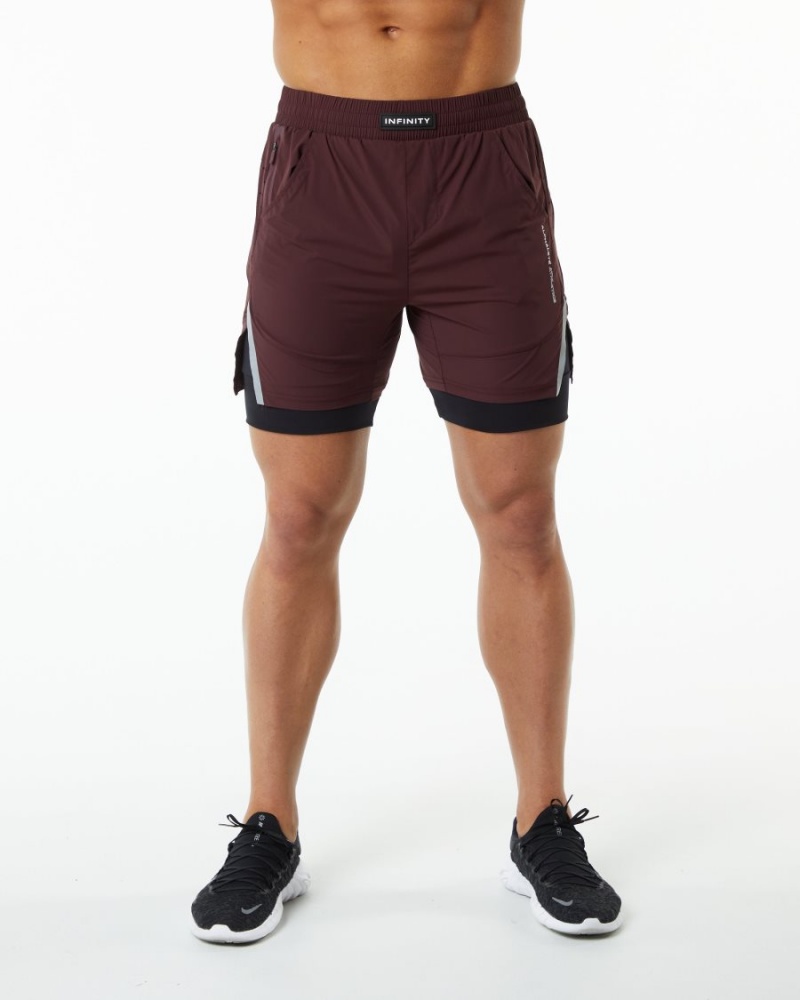 Burgundy Alphalete Infinity Speed Short 5.5" Men's Shorts | 2184063-NZ