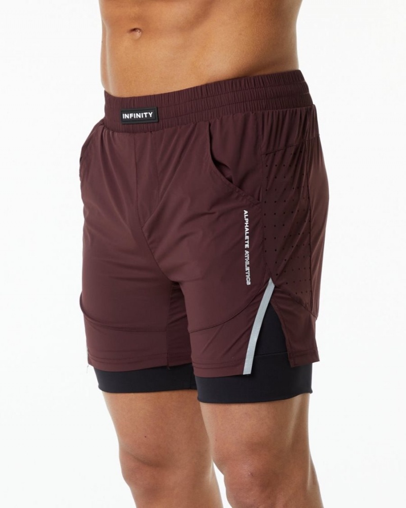 Burgundy Alphalete Infinity Speed Short 5.5" Men\'s Shorts | 2184063-NZ