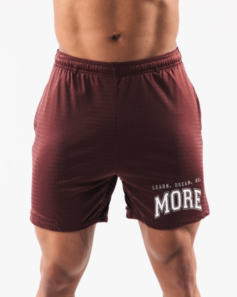 Burgundy Alphalete LDB More Mesh Short 6” Men\'s Shorts | 8734926-HO