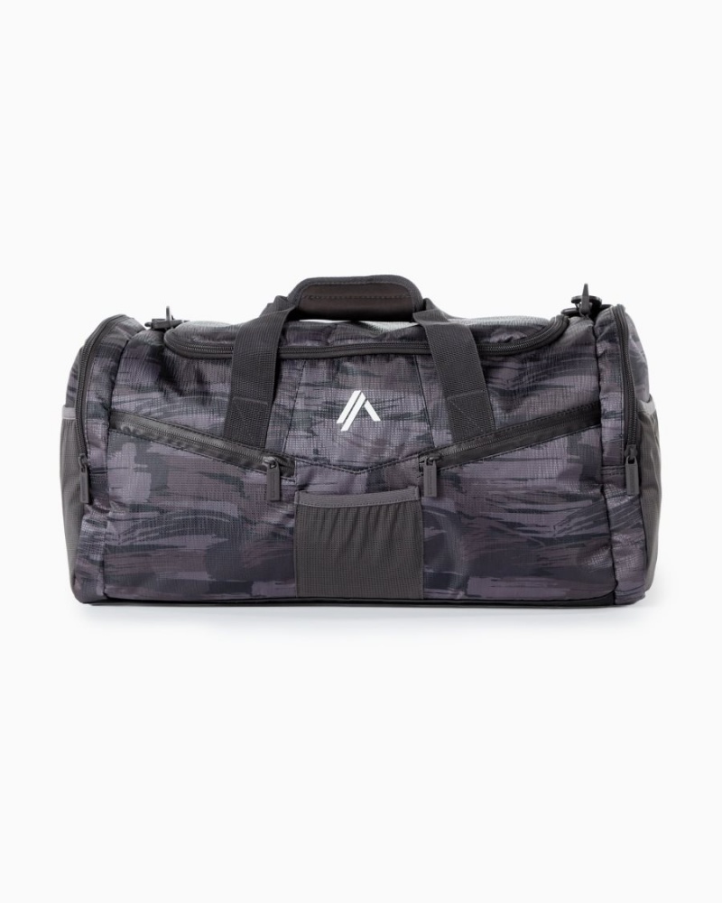 Burgundy Canvas Camo Alphalete Essential Duffel Bag Men\'s Accessories | 7349681-CY