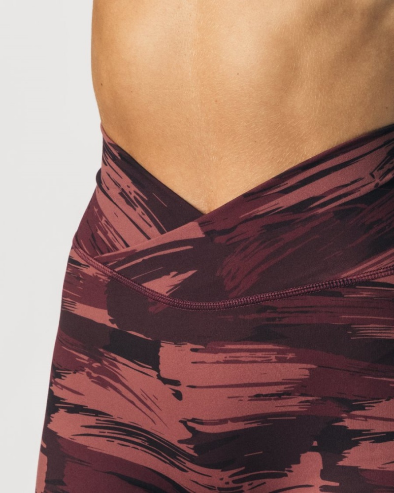 Burgundy Canvas Camo Alphalete Surface Power Legging Women's Leggings | 9345012-LF