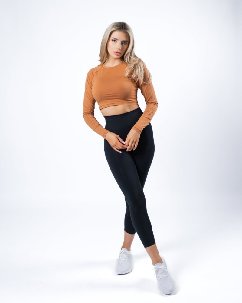 Camel Alphalete Evo Long Sleeve Crop Women's Long Sleeve | 1468930-HE