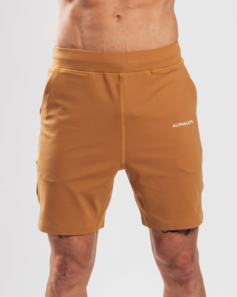 Camel Alphalete Trace Short 8" Men\'s Shorts | 7310945-TA