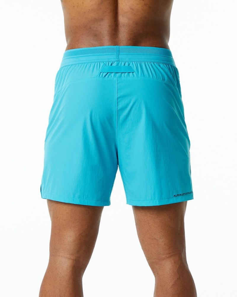 Cayman Blue Alphalete Studio Short 6" Men's Shorts | 2138674-NO