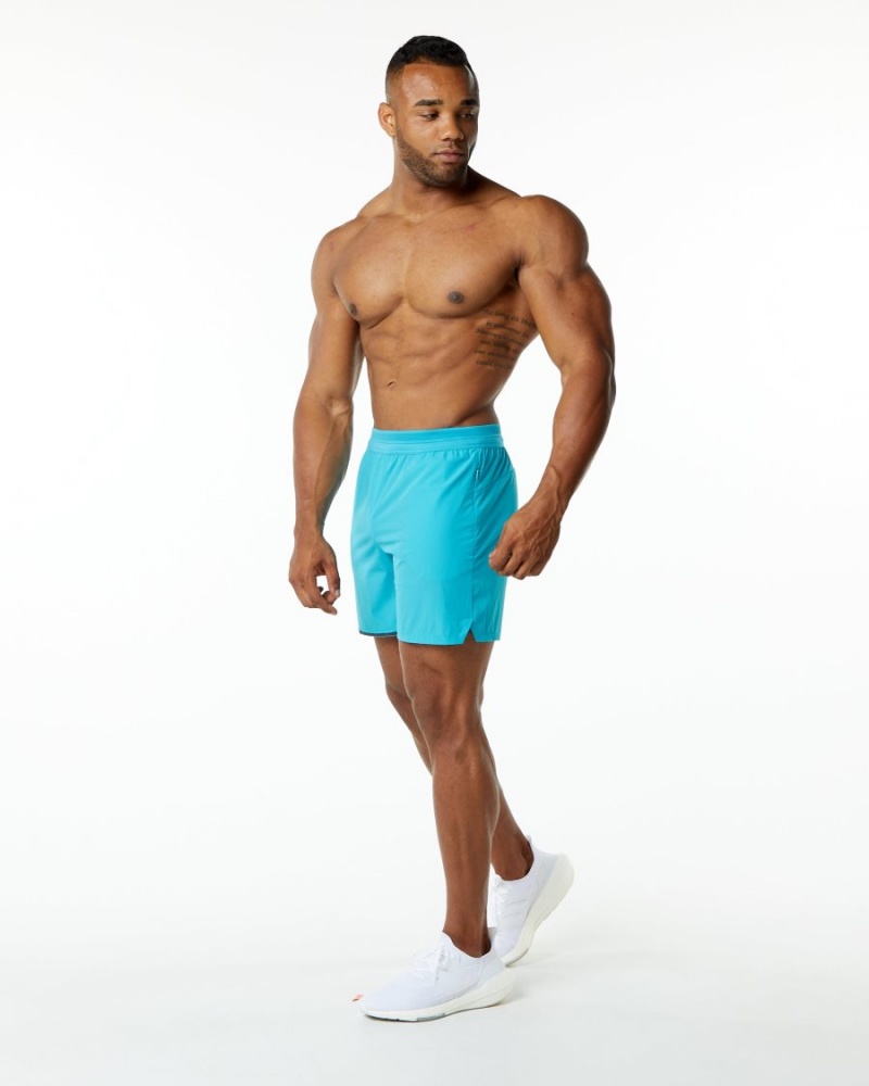 Cayman Blue Alphalete Studio Short 6" Men's Shorts | 2138674-NO