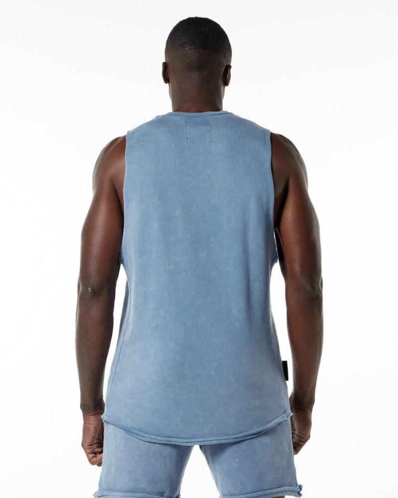 Celestial Blue Alphalete Very Terry Cutoff Men's Stringers | 2305961-RK