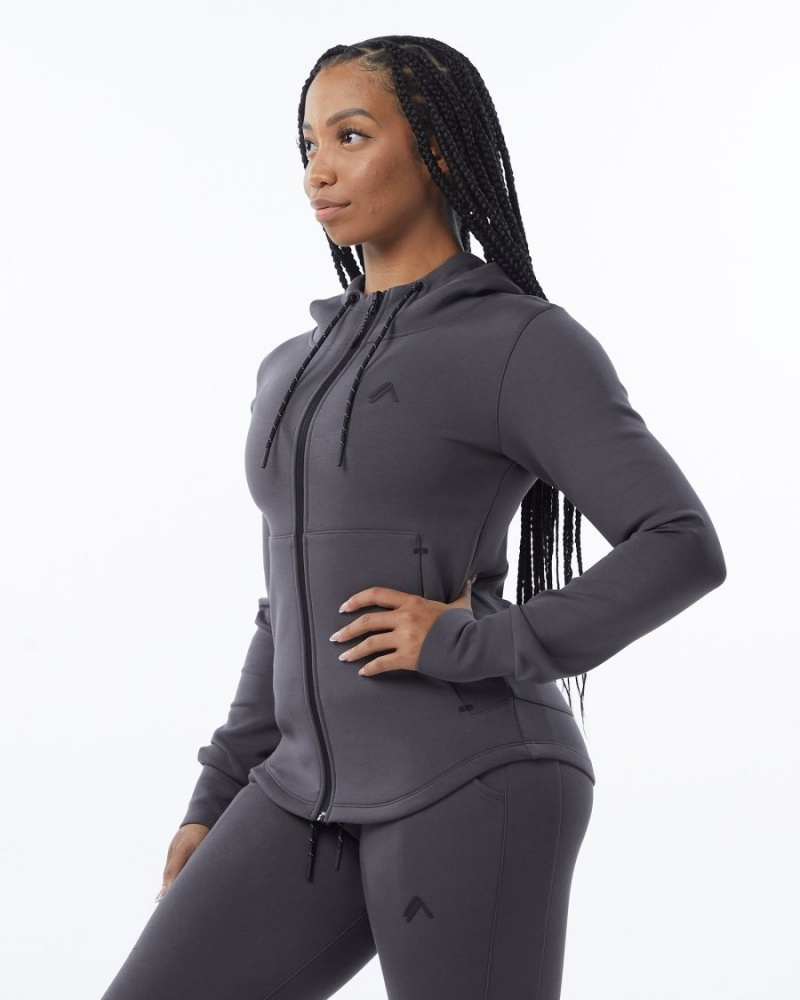 Charcoal Alphalete ELMTS Athletic Jacket Women's Jackets | 0978236-YK