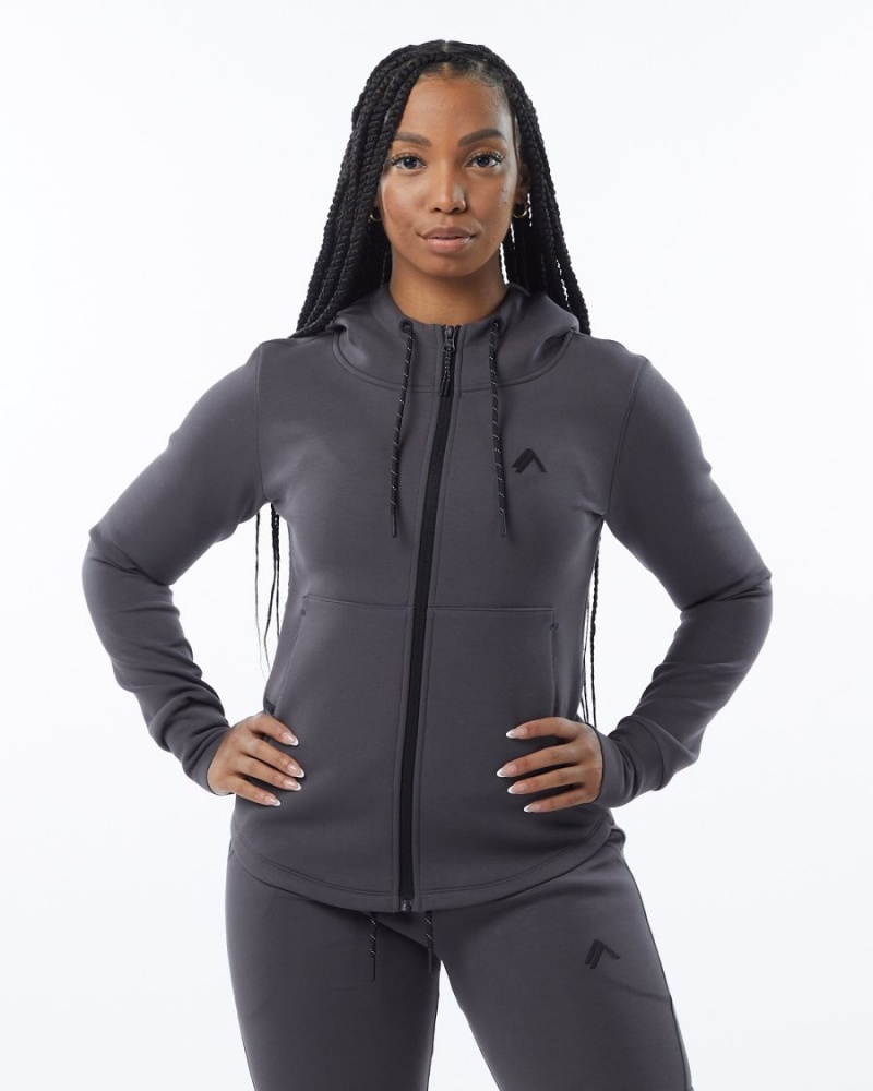 Charcoal Alphalete ELMTS Athletic Jacket Women's Jackets | 0978236-YK