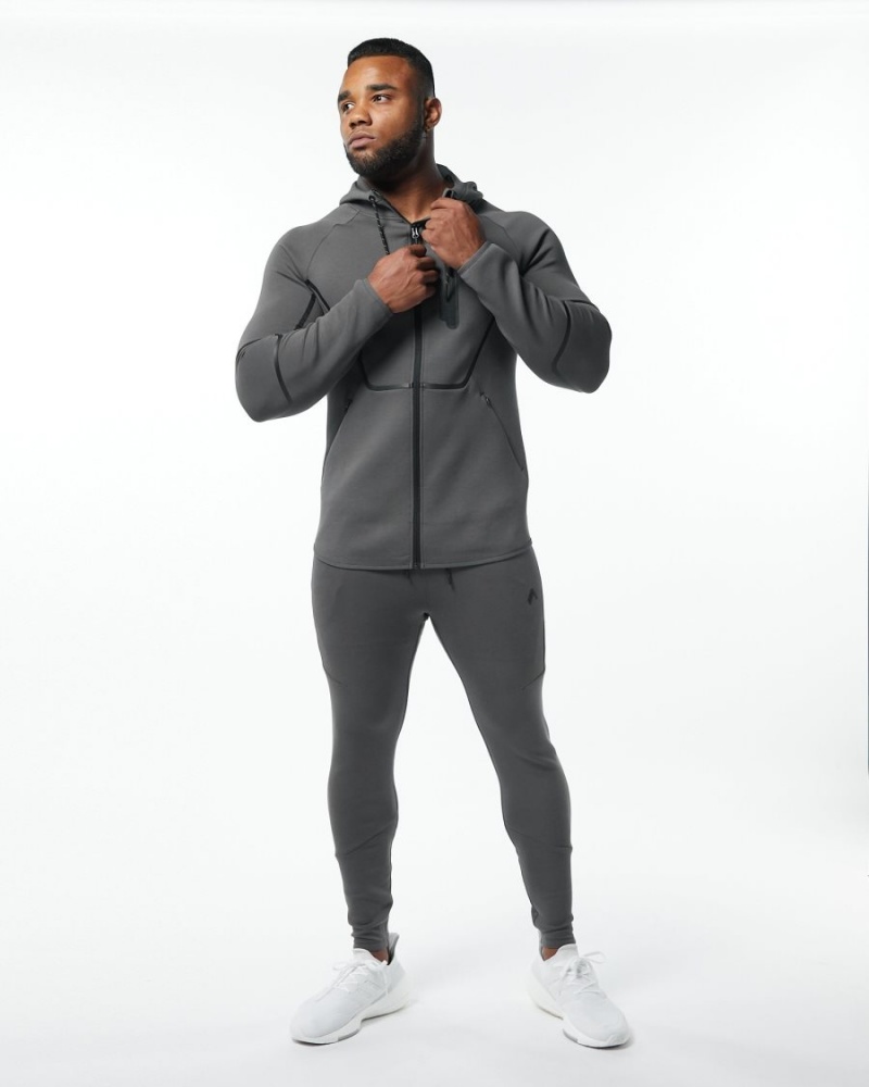 Charcoal Alphalete ELMTS Zip Jogger Men's Jogger | 0432185-FJ