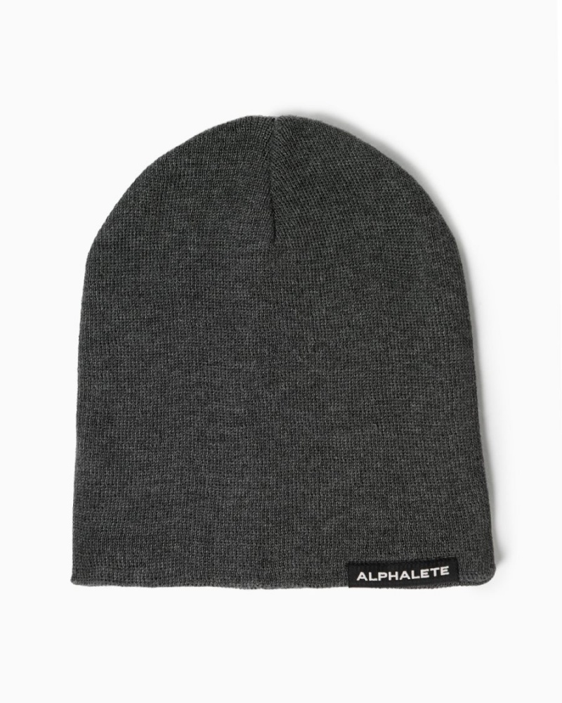 Charcoal Alphalete Essential Beanie Men's Accessories | 7618432-QJ