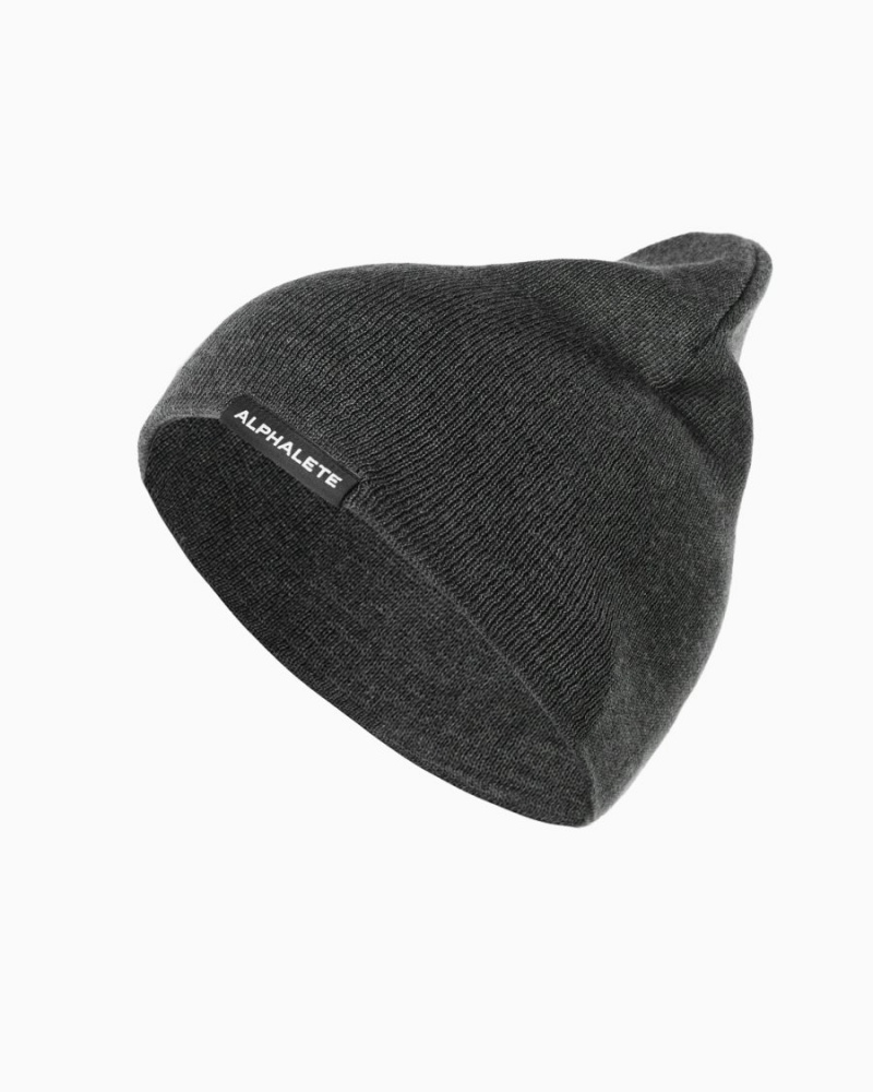 Charcoal Alphalete Essential Beanie Men\'s Accessories | 7618432-QJ