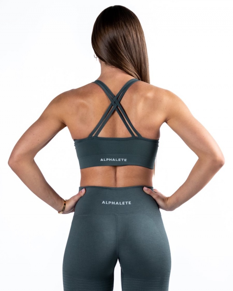 Charcoal Alphalete Revival Bra Women's Sports Bra | 2418096-NE