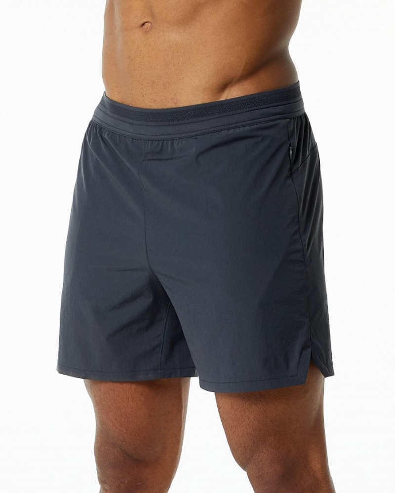 Charcoal Alphalete Studio Short 6" Men's Shorts | 4529308-MI