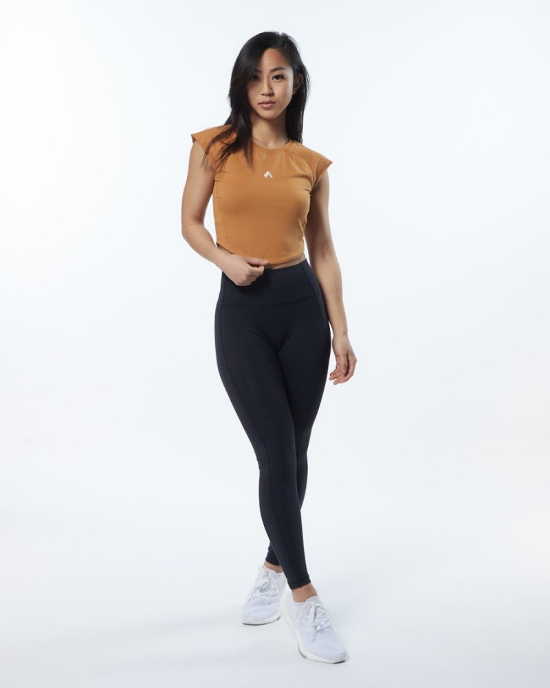 Chestnut Alphalete Velocity Crop Tee Women's Shirts | 9760238-YM