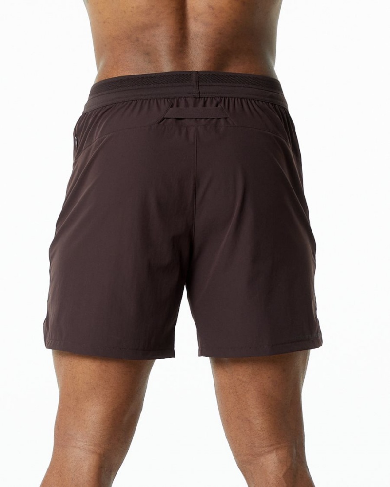 Chocolate Alphalete Studio Short 6" Men's Shorts | 3185276-UT