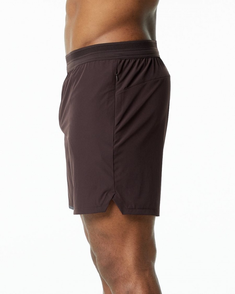 Chocolate Alphalete Studio Short 6" Men's Shorts | 3185276-UT