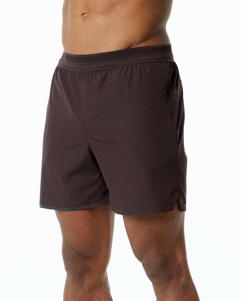 Chocolate Alphalete Studio Short 6" Men's Shorts | 3185276-UT