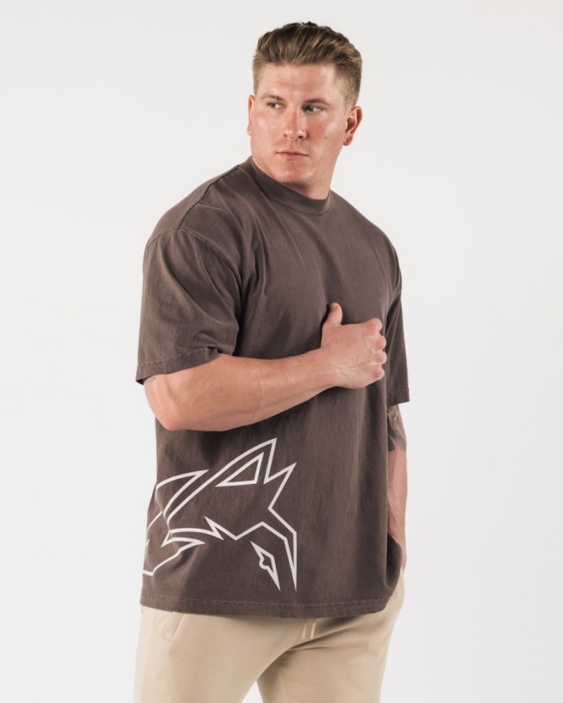 Clove Alphalete Giant Wolf Head Tee Men's Shirts | 2453678-YB