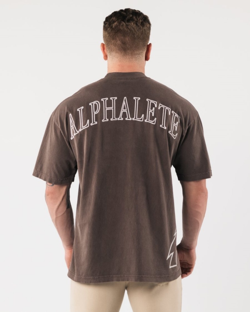 Clove Alphalete Giant Wolf Head Tee Men's Shirts | 2453678-YB