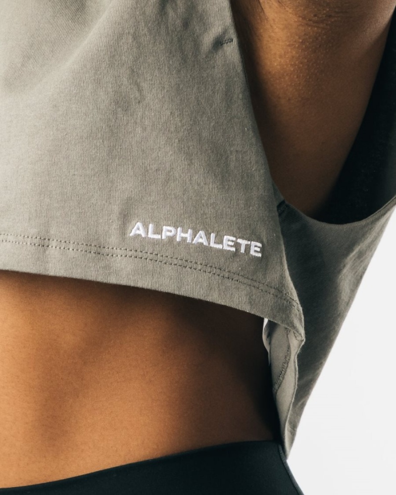 Concrete Alphalete Heavy Cotton Cropped Cutoff Women's Tank Top | 2378964-BO