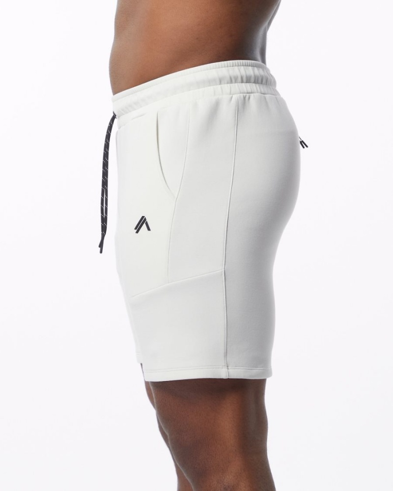 Cream Alphalete ELMTS Athletic Short 6" Men's Shorts | 7415036-BC