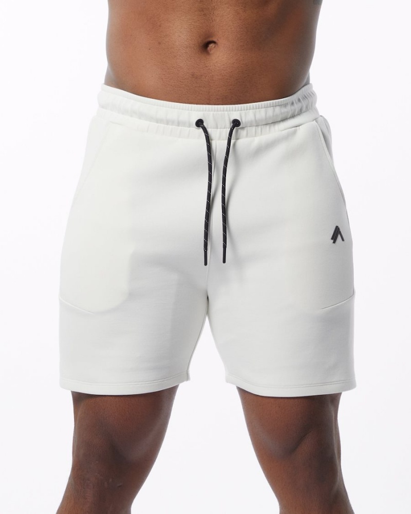 Cream Alphalete ELMTS Athletic Short 6" Men\'s Shorts | 7415036-BC