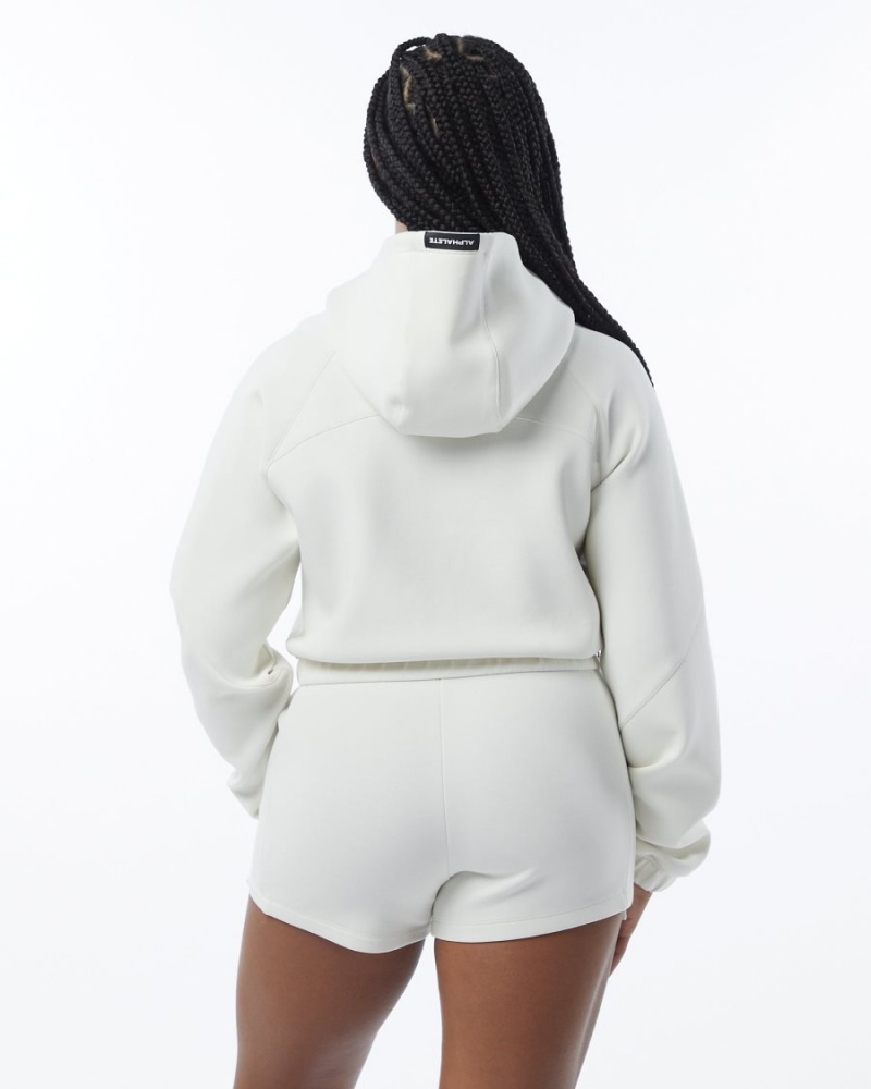 Cream Alphalete ELMTS Full-Zip Crop Jacket Women's Jackets | 7486391-MK