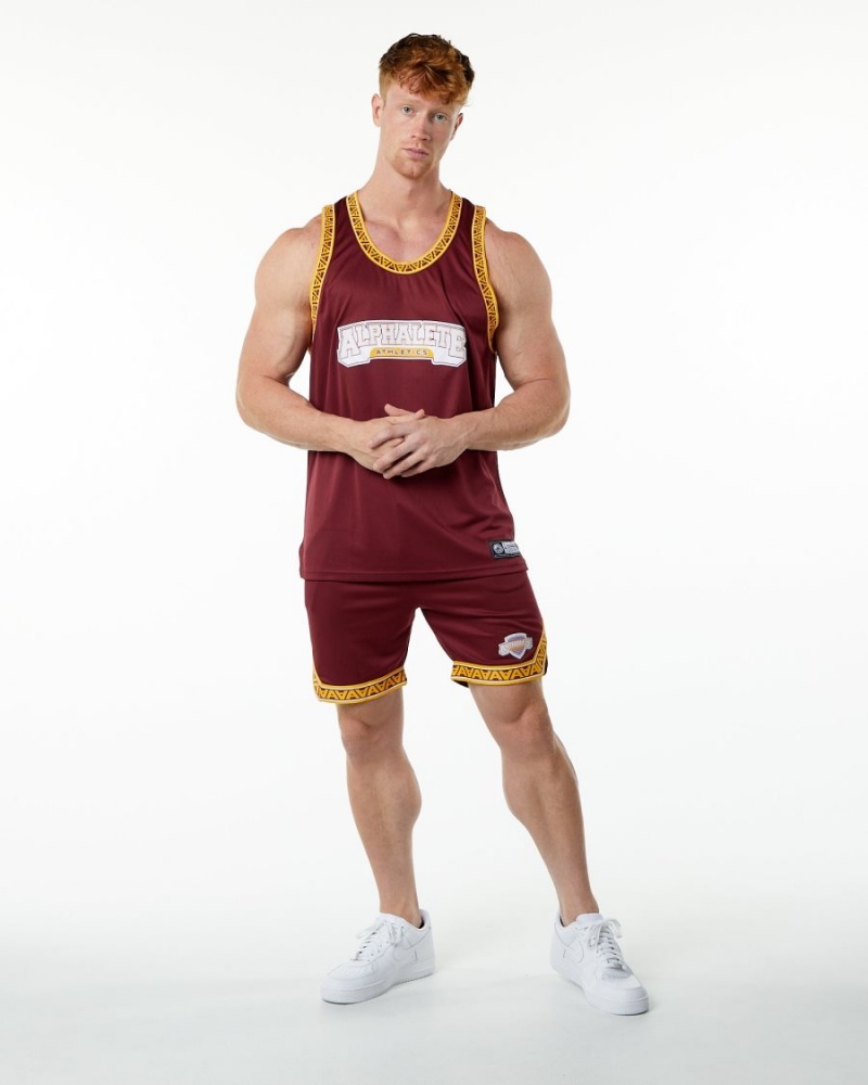 Crimson Alphalete Varsity Basketball Jersey Men's Stringers | 1374069-WH