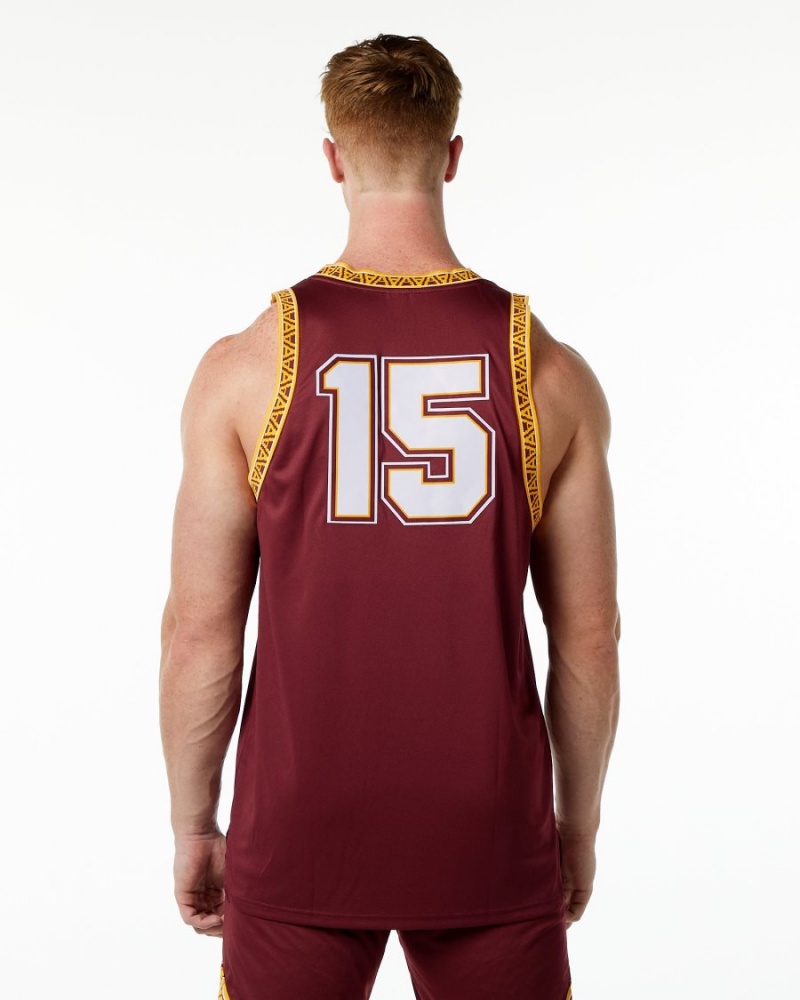 Crimson Alphalete Varsity Basketball Jersey Men's Stringers | 1374069-WH