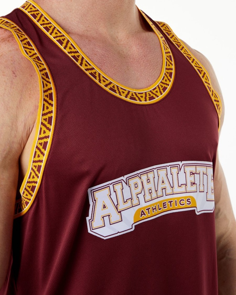 Crimson Alphalete Varsity Basketball Jersey Men's Stringers | 1374069-WH