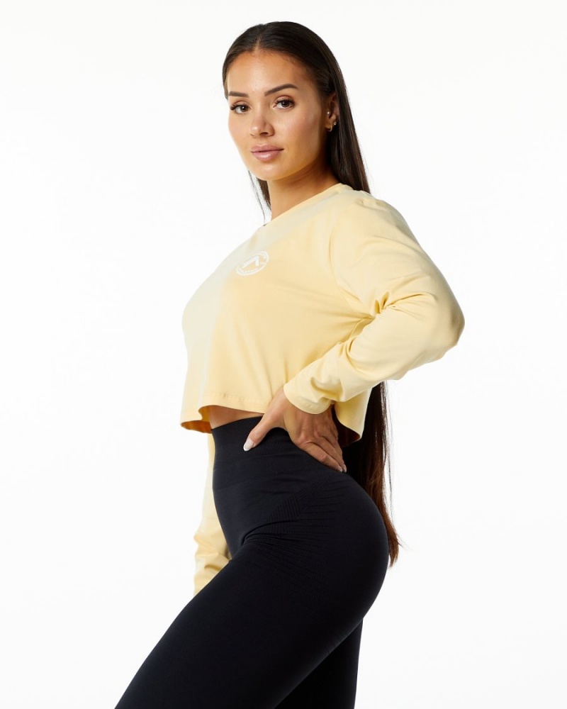 Daffodil Alphalete Dynasty LS Crop Women's Long Sleeve | 4039218-IC