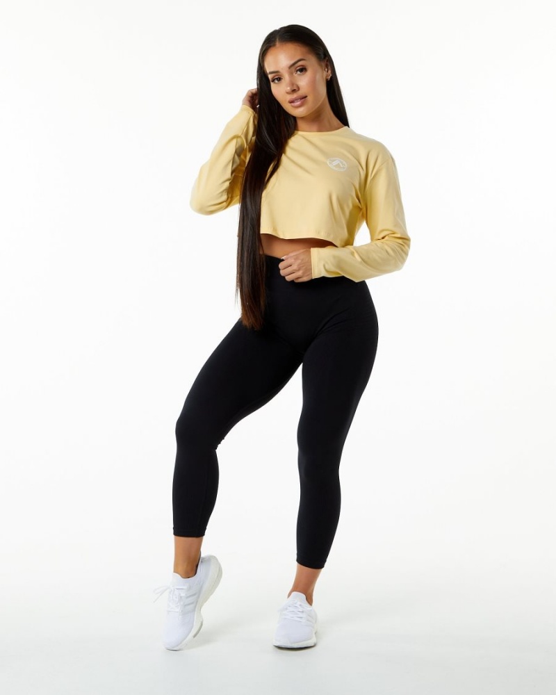 Daffodil Alphalete Dynasty LS Crop Women's Long Sleeve | 4039218-IC